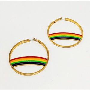 BaubleBar Gold Tone Rainbow Pride Earrings